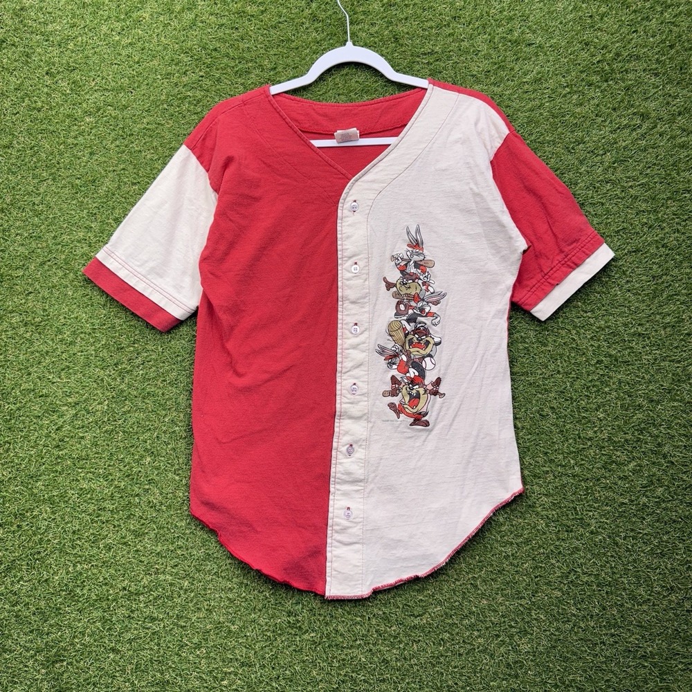Vintage Mickey Mouse Shirt Disney Womens Large Baseball Jersey Button Up Y2K